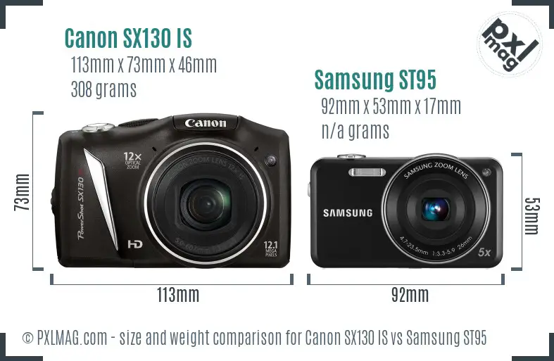 Canon SX130 IS vs Samsung ST95 size comparison