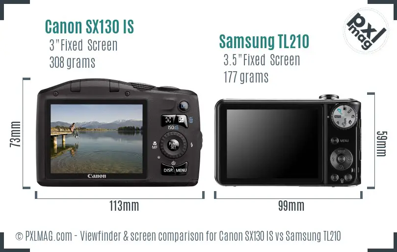 Canon SX130 IS vs Samsung TL210 Screen and Viewfinder comparison Canon SX130 IS vs Samsung TL210 Screen and Viewfinder comparison