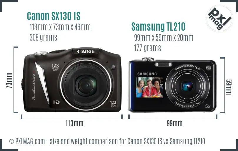 Canon SX130 IS vs Samsung TL210 size comparison Canon SX130 IS vs Samsung TL210 size comparison