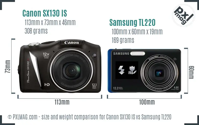 Canon SX130 IS vs Samsung TL220 size comparison