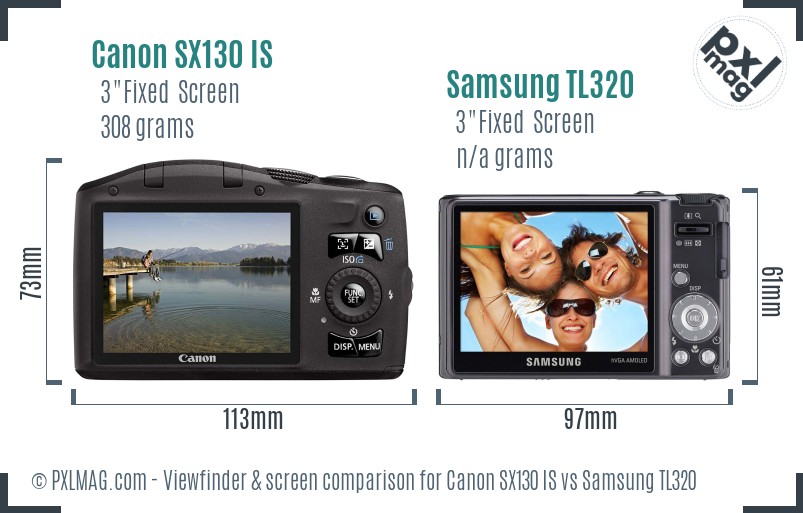 Canon SX130 IS vs Samsung TL320 Screen and Viewfinder comparison
