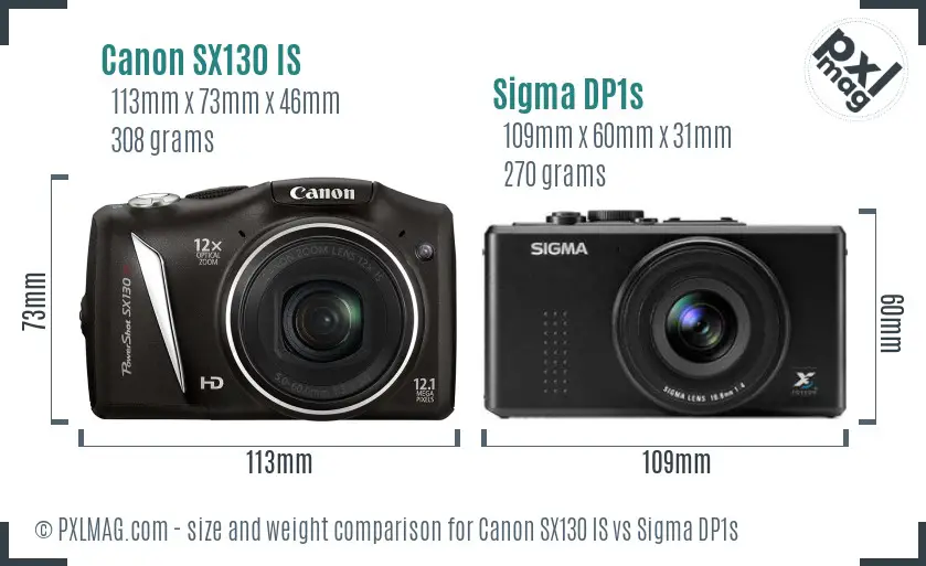 Canon SX130 IS vs Sigma DP1s size comparison