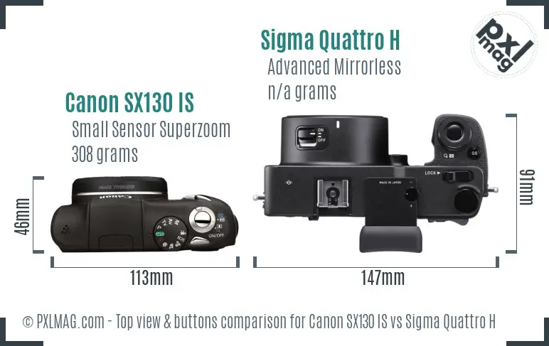 Canon SX130 IS vs Sigma Quattro H top view buttons comparison