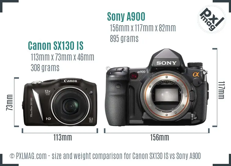 Canon SX130 IS vs Sony A900 size comparison