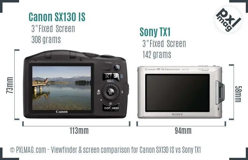 Canon SX130 IS vs Sony TX1 Screen and Viewfinder comparison