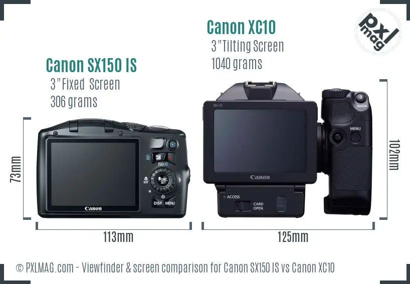 Canon SX150 IS vs Canon XC10 Screen and Viewfinder comparison Canon SX150 IS vs Canon XC10 Screen and Viewfinder comparison