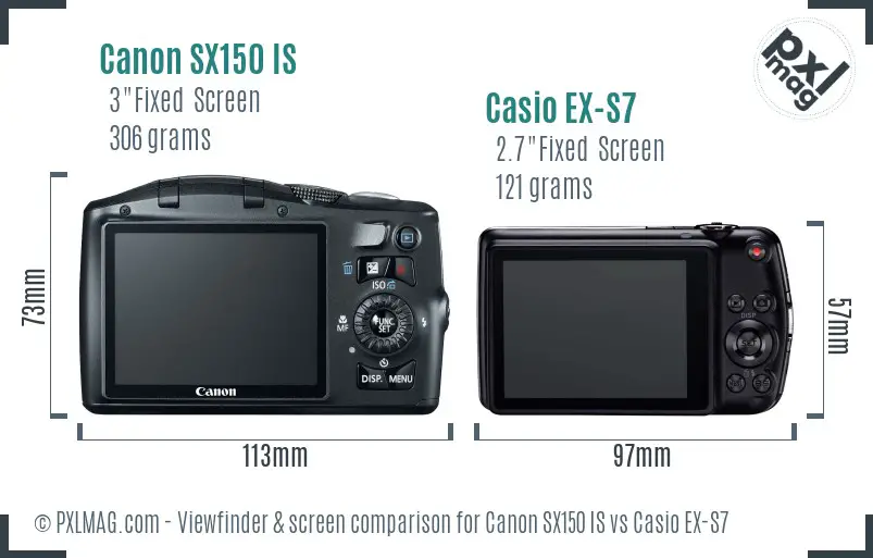 Canon SX150 IS vs Casio EX-S7 Screen and Viewfinder comparison Canon SX150 IS vs Casio EX-S7 Screen and Viewfinder comparison