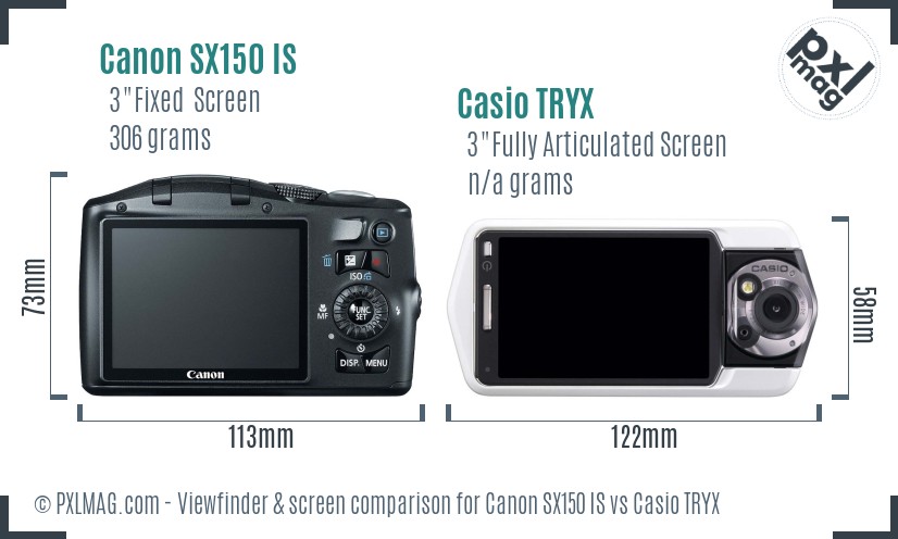 Canon SX150 IS vs Casio TRYX Screen and Viewfinder comparison