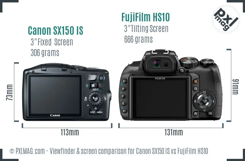 Canon SX150 IS vs FujiFilm HS10 Screen and Viewfinder comparison