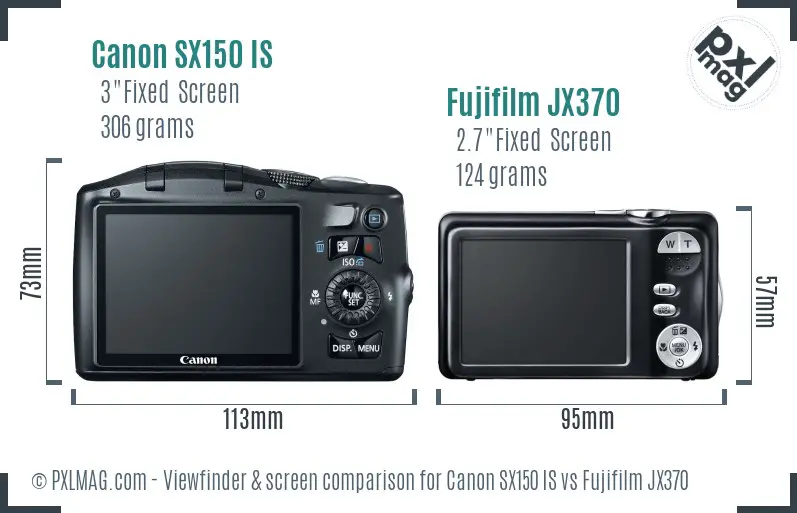 Canon SX150 IS vs Fujifilm JX370 Screen and Viewfinder comparison Canon SX150 IS vs Fujifilm JX370 Screen and Viewfinder comparison