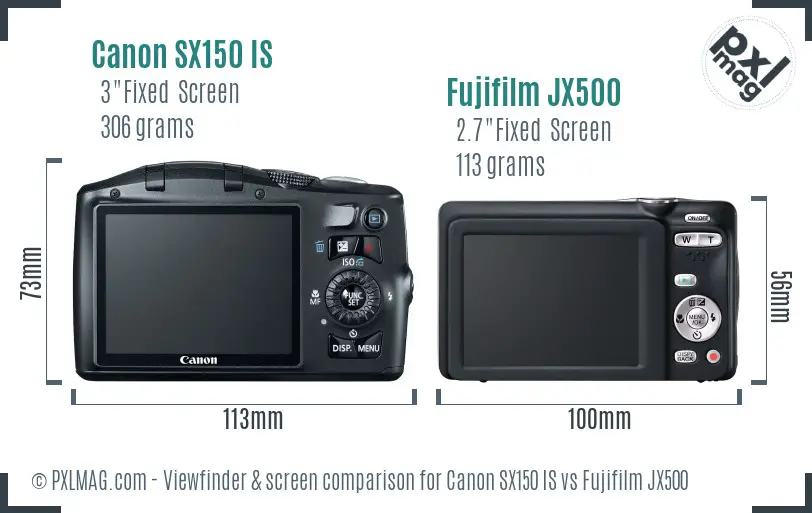 Canon SX150 IS vs Fujifilm JX500 Screen and Viewfinder comparison