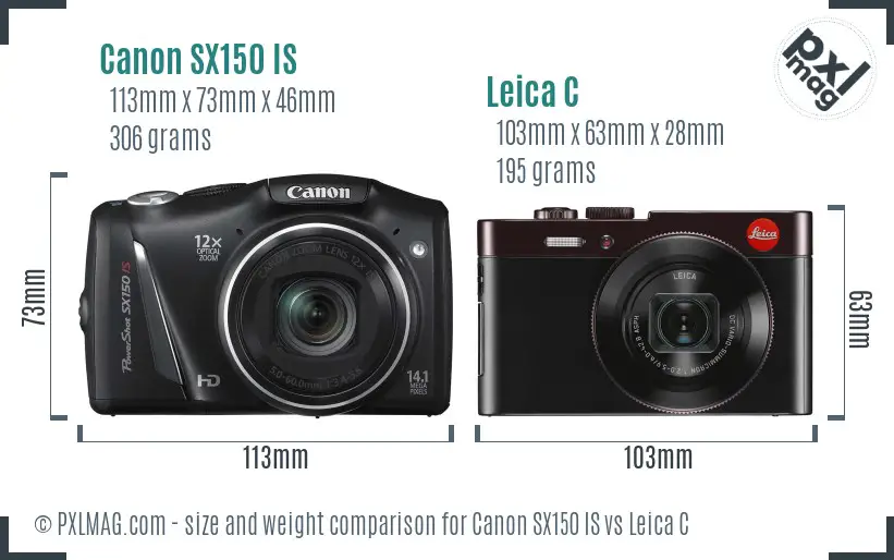 Canon SX150 IS vs Leica C size comparison