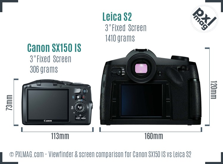 Canon SX150 IS vs Leica S2 Screen and Viewfinder comparison