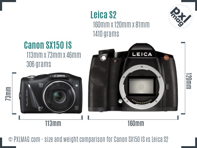 Canon SX150 IS vs Leica S2 size comparison