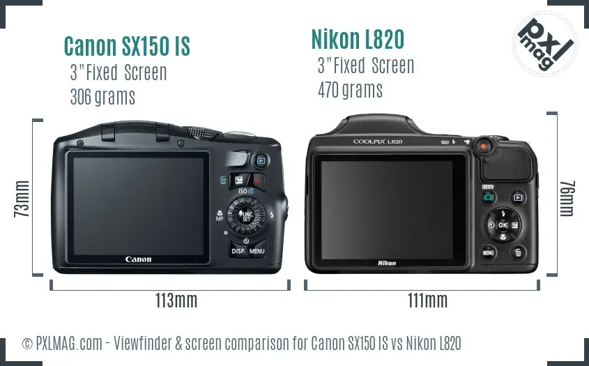 Canon SX150 IS vs Nikon L820 Screen and Viewfinder comparison Canon SX150 IS vs Nikon L820 Screen and Viewfinder comparison