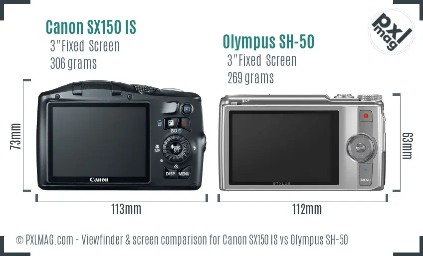 Canon SX150 IS vs Olympus SH-50 Screen and Viewfinder comparison Canon SX150 IS vs Olympus SH-50 Screen and Viewfinder comparison