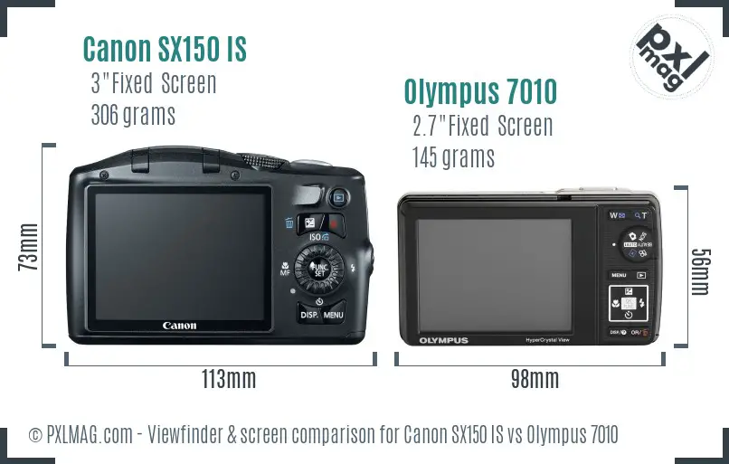 Canon SX150 IS vs Olympus 7010 Screen and Viewfinder comparison