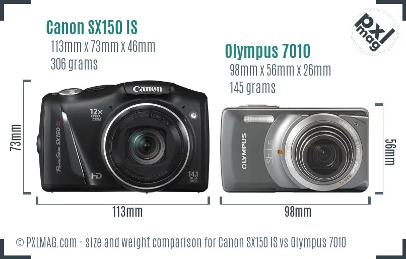 Canon SX150 IS vs Olympus 7010 size comparison