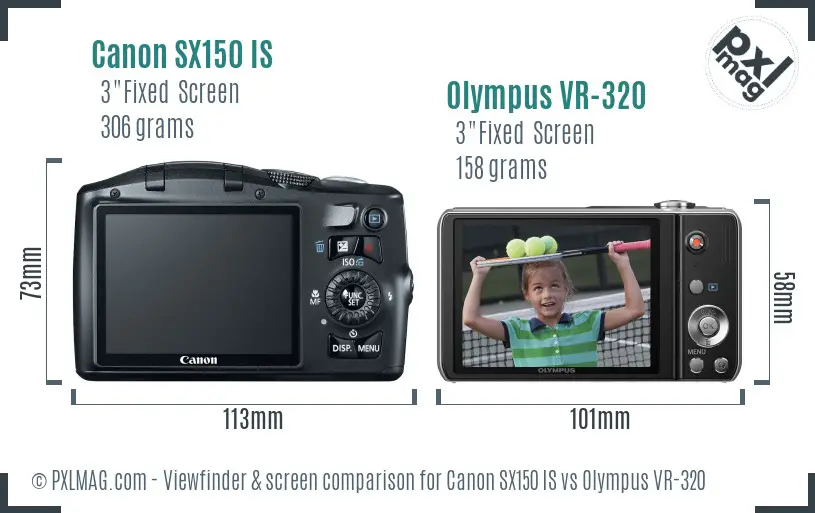 Canon SX150 IS vs Olympus VR-320 Screen and Viewfinder comparison Canon SX150 IS vs Olympus VR-320 Screen and Viewfinder comparison