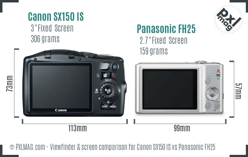 Canon SX150 IS vs Panasonic FH25 Screen and Viewfinder comparison Canon SX150 IS vs Panasonic FH25 Screen and Viewfinder comparison