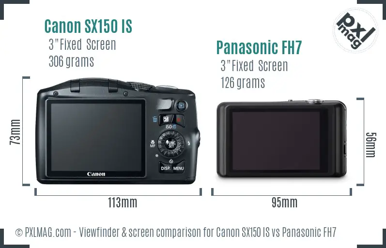 Canon SX150 IS vs Panasonic FH7 Screen and Viewfinder comparison Canon SX150 IS vs Panasonic FH7 Screen and Viewfinder comparison