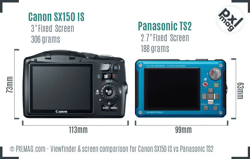 Canon SX150 IS vs Panasonic TS2 Screen and Viewfinder comparison Canon SX150 IS vs Panasonic TS2 Screen and Viewfinder comparison