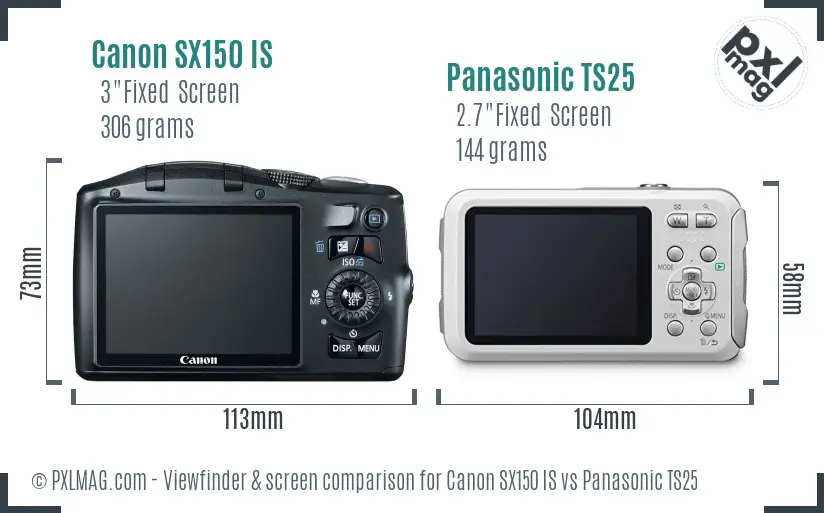 Canon SX150 IS vs Panasonic TS25 Screen and Viewfinder comparison Canon SX150 IS vs Panasonic TS25 Screen and Viewfinder comparison