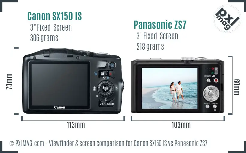Canon SX150 IS vs Panasonic ZS7 Screen and Viewfinder comparison Canon SX150 IS vs Panasonic ZS7 Screen and Viewfinder comparison