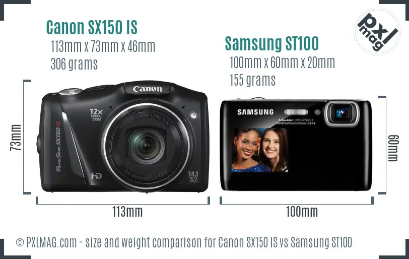 Canon SX150 IS vs Samsung ST100 size comparison Canon SX150 IS vs Samsung ST100 size comparison