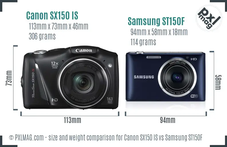 Canon SX150 IS vs Samsung ST150F size comparison