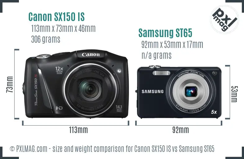 Canon SX150 IS vs Samsung ST65 size comparison