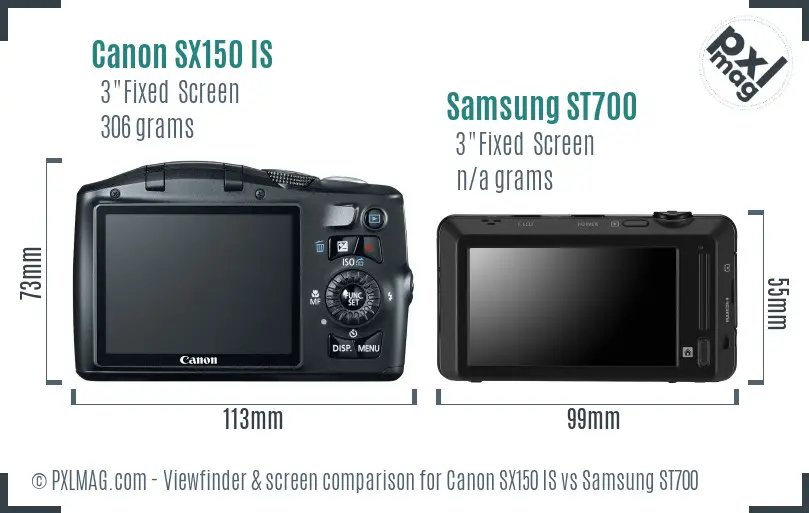 Canon SX150 IS vs Samsung ST700 Screen and Viewfinder comparison Canon SX150 IS vs Samsung ST700 Screen and Viewfinder comparison