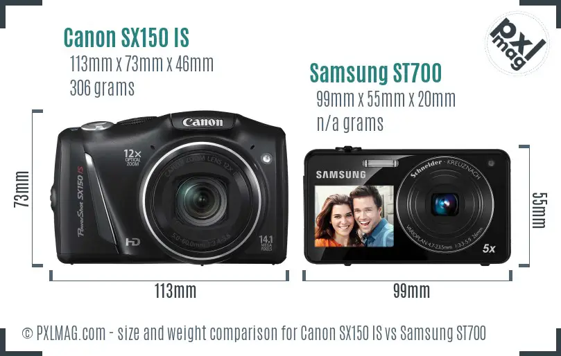 Canon SX150 IS vs Samsung ST700 size comparison Canon SX150 IS vs Samsung ST700 size comparison