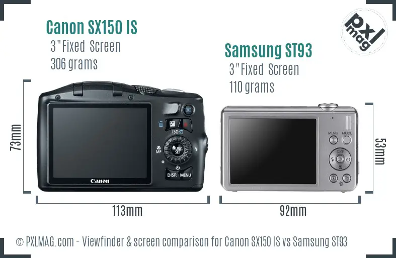 Canon SX150 IS vs Samsung ST93 Screen and Viewfinder comparison Canon SX150 IS vs Samsung ST93 Screen and Viewfinder comparison