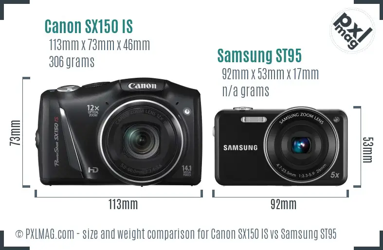 Canon SX150 IS vs Samsung ST95 size comparison Canon SX150 IS vs Samsung ST95 size comparison