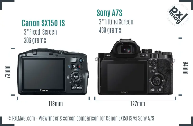 Canon SX150 IS vs Sony A7S Screen and Viewfinder comparison Canon SX150 IS vs Sony A7S Screen and Viewfinder comparison