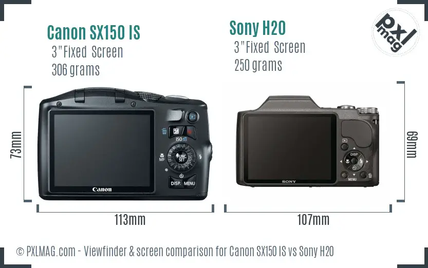 Canon SX150 IS vs Sony H20 Screen and Viewfinder comparison Canon SX150 IS vs Sony H20 Screen and Viewfinder comparison