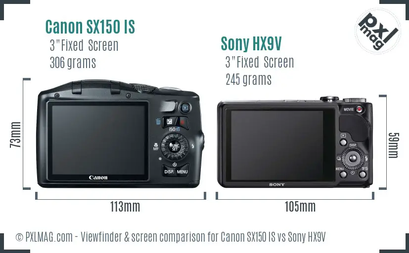 Canon SX150 IS vs Sony HX9V Screen and Viewfinder comparison Canon SX150 IS vs Sony HX9V Screen and Viewfinder comparison