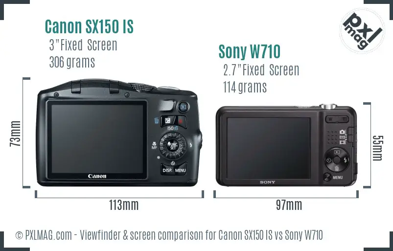 Canon SX150 IS vs Sony W710 Screen and Viewfinder comparison Canon SX150 IS vs Sony W710 Screen and Viewfinder comparison