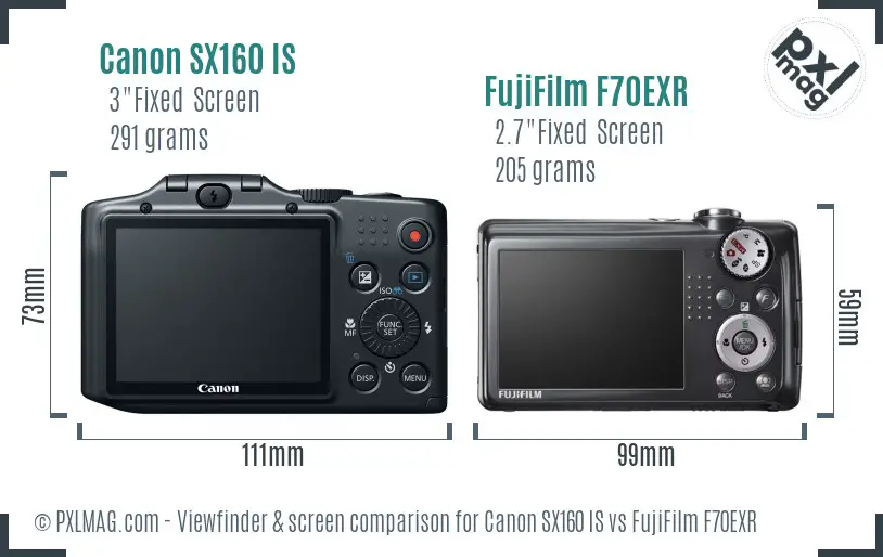 Canon SX160 IS vs FujiFilm F70EXR Screen and Viewfinder comparison Canon SX160 IS vs FujiFilm F70EXR Screen and Viewfinder comparison
