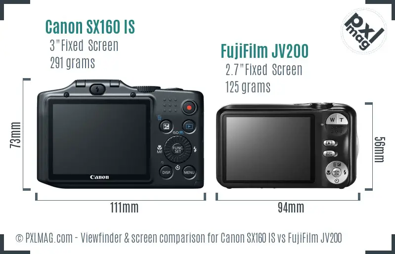Canon SX160 IS vs FujiFilm JV200 Screen and Viewfinder comparison Canon SX160 IS vs FujiFilm JV200 Screen and Viewfinder comparison