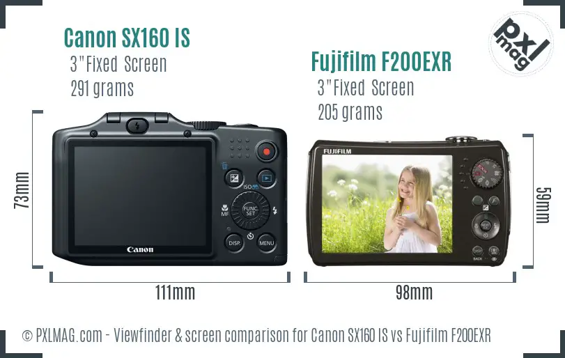 Canon SX160 IS vs Fujifilm F200EXR Screen and Viewfinder comparison Canon SX160 IS vs Fujifilm F200EXR Screen and Viewfinder comparison