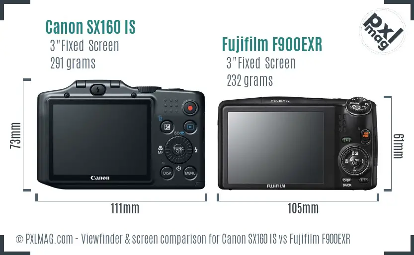 Canon SX160 IS vs Fujifilm F900EXR Screen and Viewfinder comparison Canon SX160 IS vs Fujifilm F900EXR Screen and Viewfinder comparison