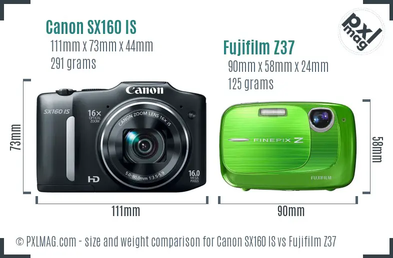 Canon SX160 IS vs Fujifilm Z37 size comparison Canon SX160 IS vs Fujifilm Z37 size comparison