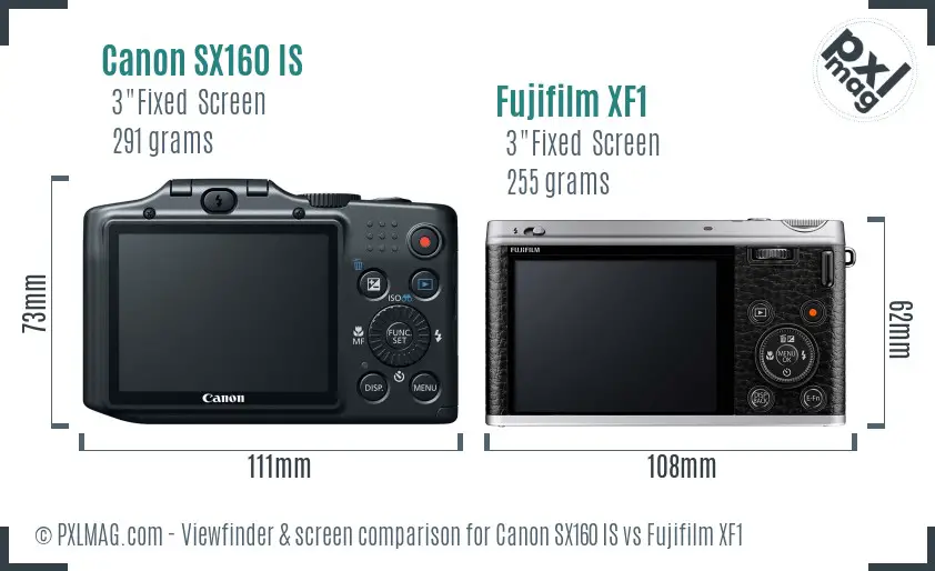 Canon SX160 IS vs Fujifilm XF1 Screen and Viewfinder comparison Canon SX160 IS vs Fujifilm XF1 Screen and Viewfinder comparison