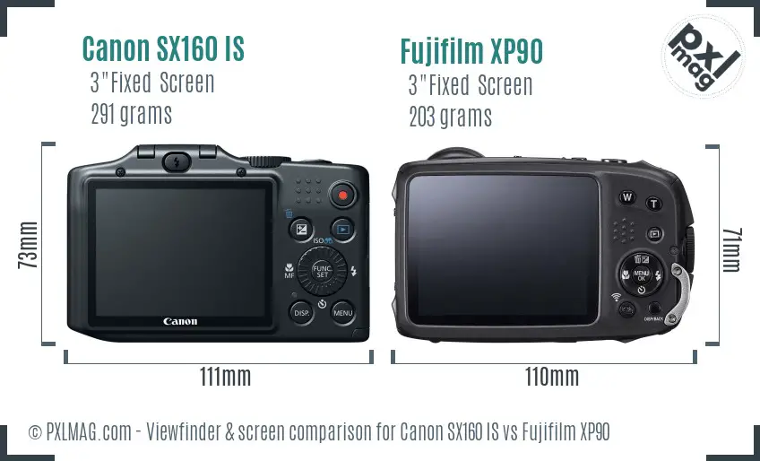 Canon SX160 IS vs Fujifilm XP90 Screen and Viewfinder comparison Canon SX160 IS vs Fujifilm XP90 Screen and Viewfinder comparison