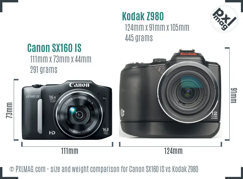 Canon SX160 IS vs Kodak Z980 size comparison Canon SX160 IS vs Kodak Z980 size comparison