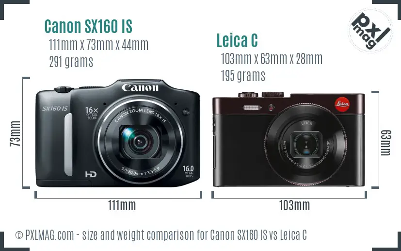 Canon SX160 IS vs Leica C size comparison Canon SX160 IS vs Leica C size comparison