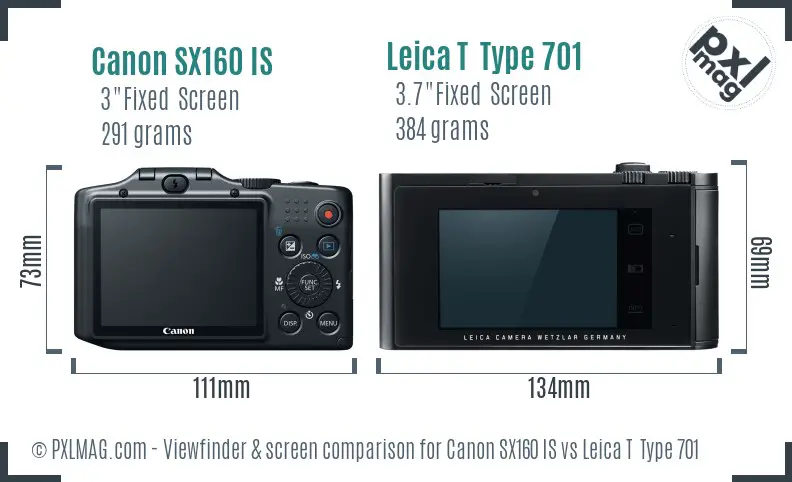 Canon SX160 IS vs Leica T  Type 701 Screen and Viewfinder comparison