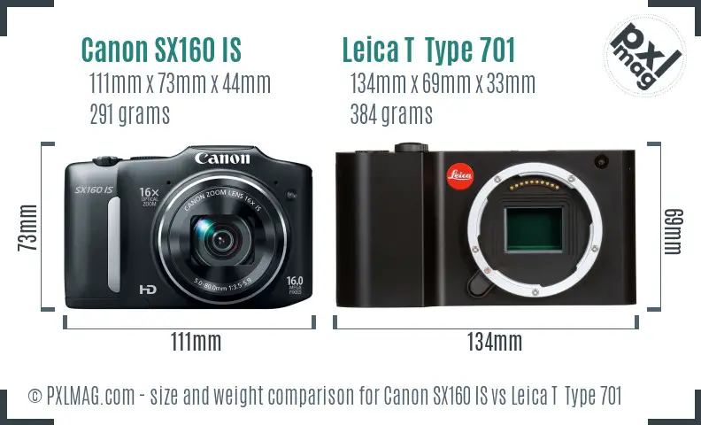 Canon SX160 IS vs Leica T  Type 701 size comparison